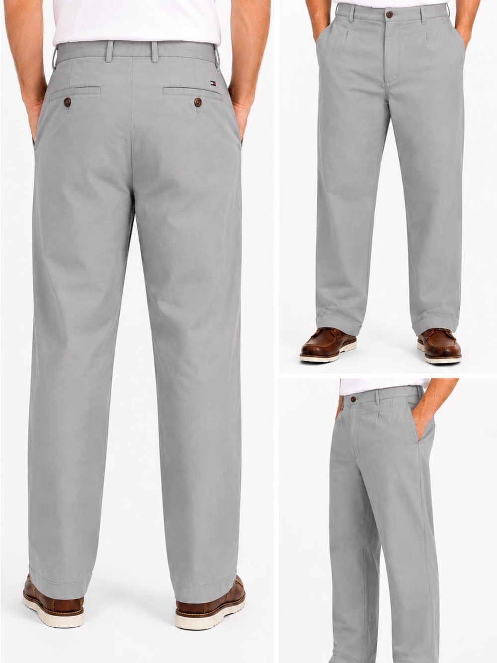 Tommy Hilfiger Men’s Tailored Fit Chino Pants Size 40x32 Gray Flat Front